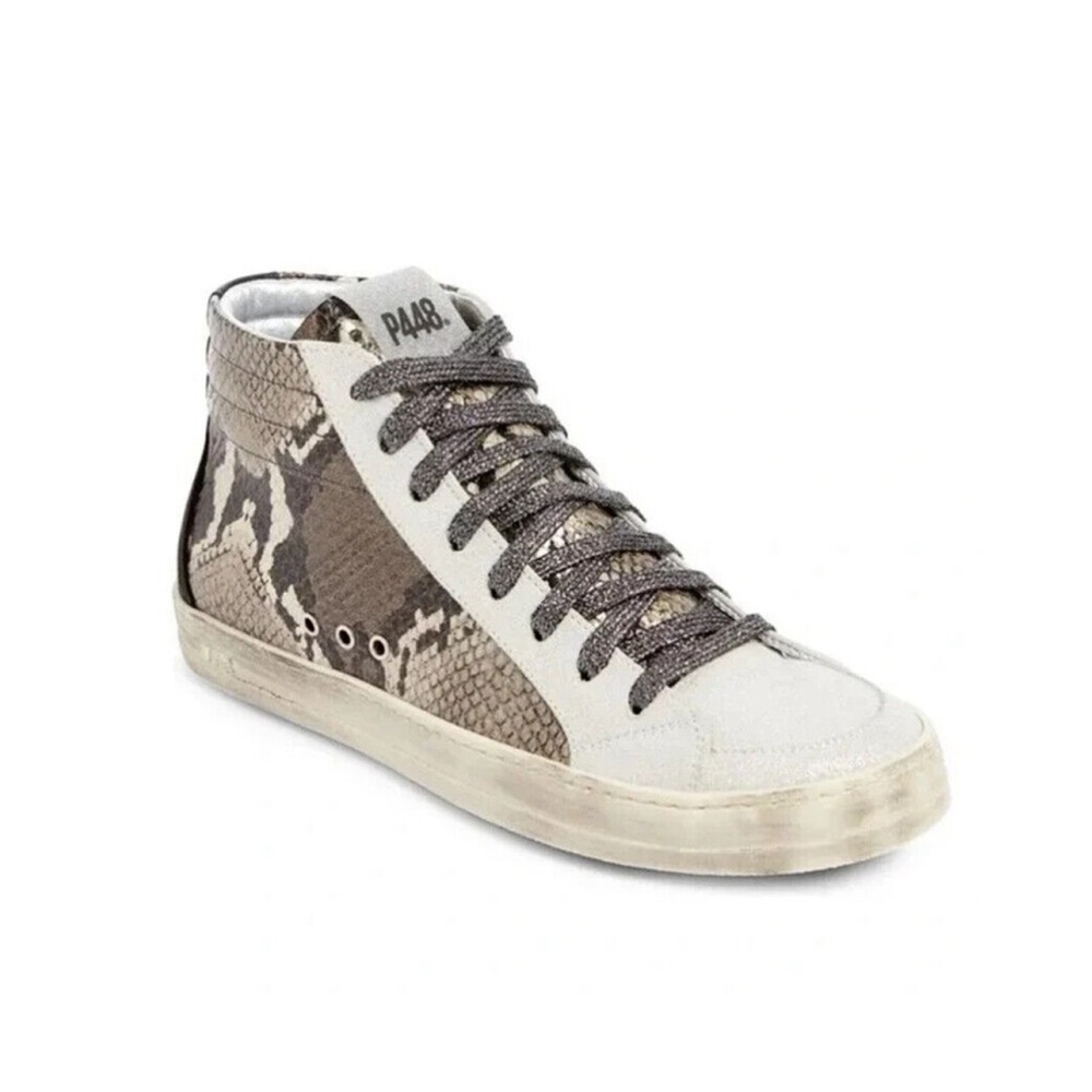 P448 John Side Zip White Snake Python Distressed … - image 1